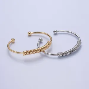 Clearance Pricing BLOWOUT Minimalist 24K Gold Filled Spiral Bangle Bracelet in Gold & Silver WA-984 WA-985