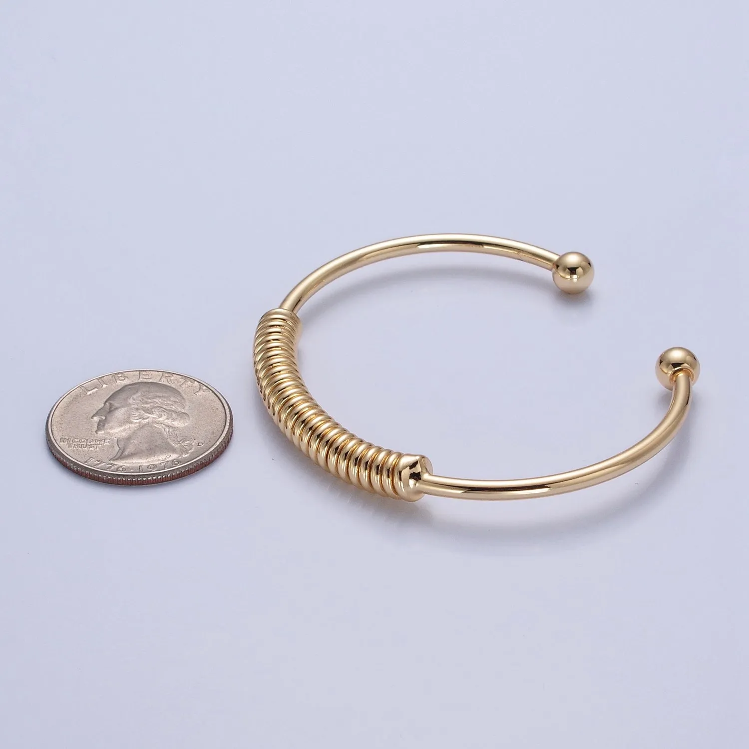 Clearance Pricing BLOWOUT Minimalist 24K Gold Filled Spiral Bangle Bracelet in Gold & Silver WA-984 WA-985