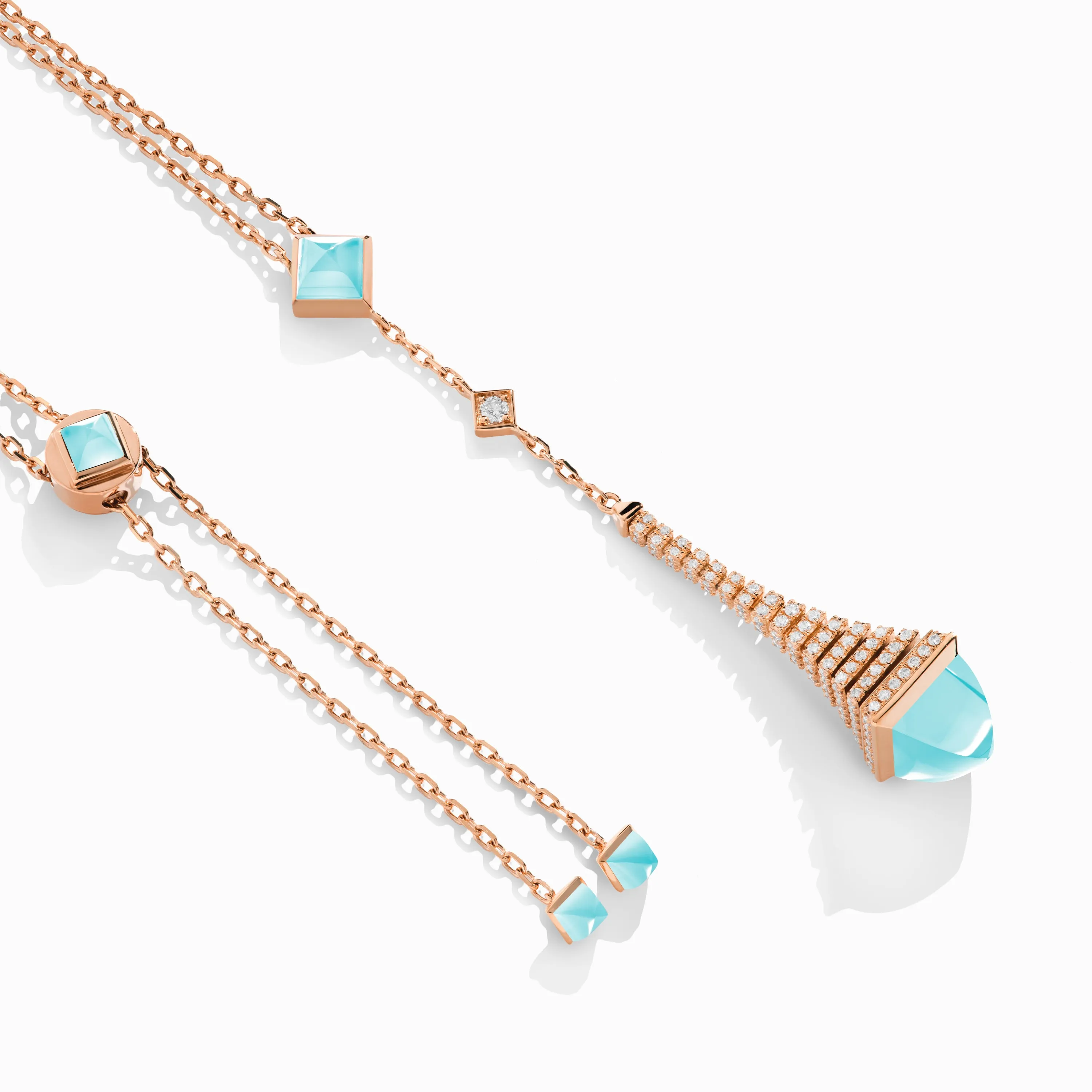 Cleo Rev Diamond Long Chain Drop Pendant Necklace