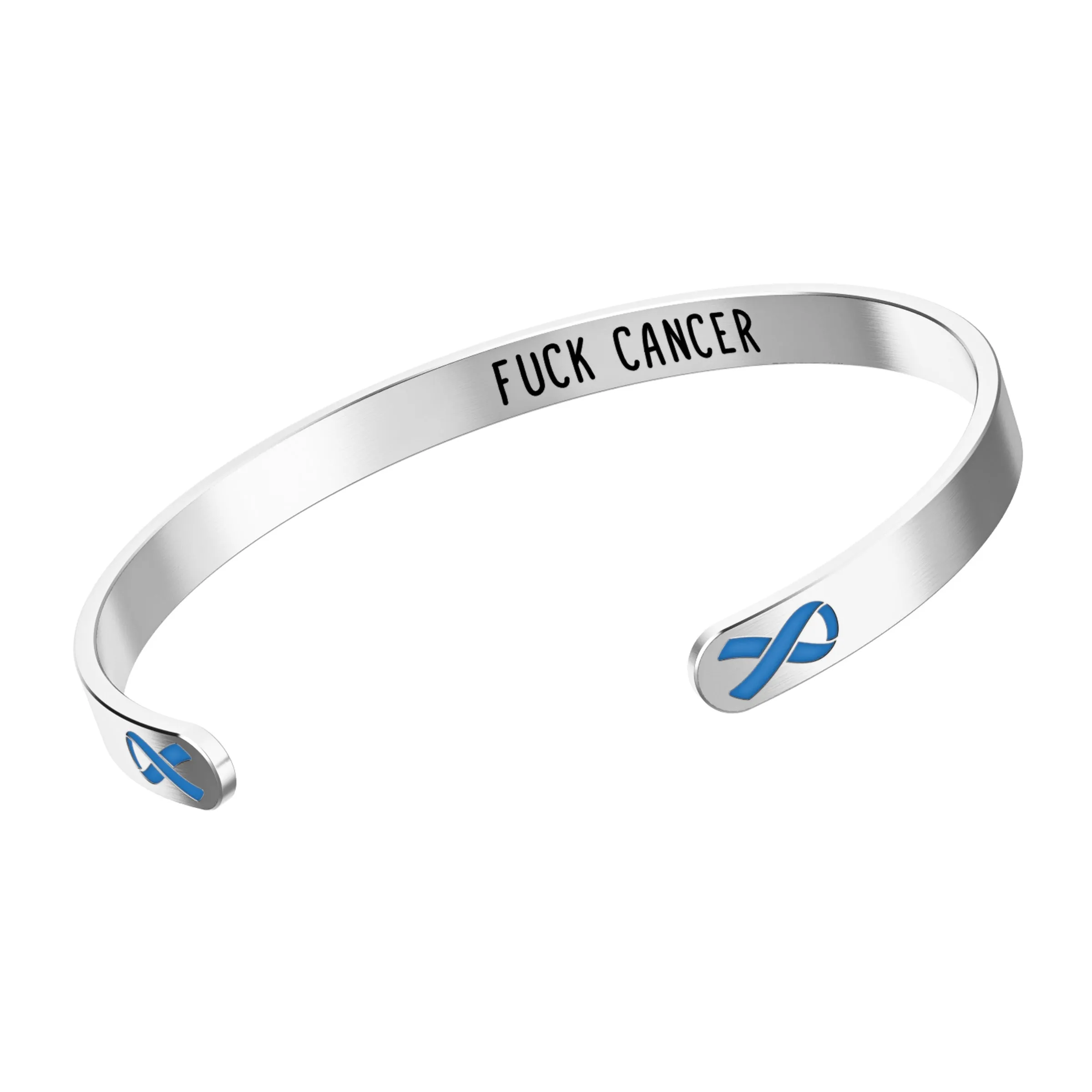 Colon Cancer Awareness Bracelet - Dark Blue Ribbon, “Funk Cancer”