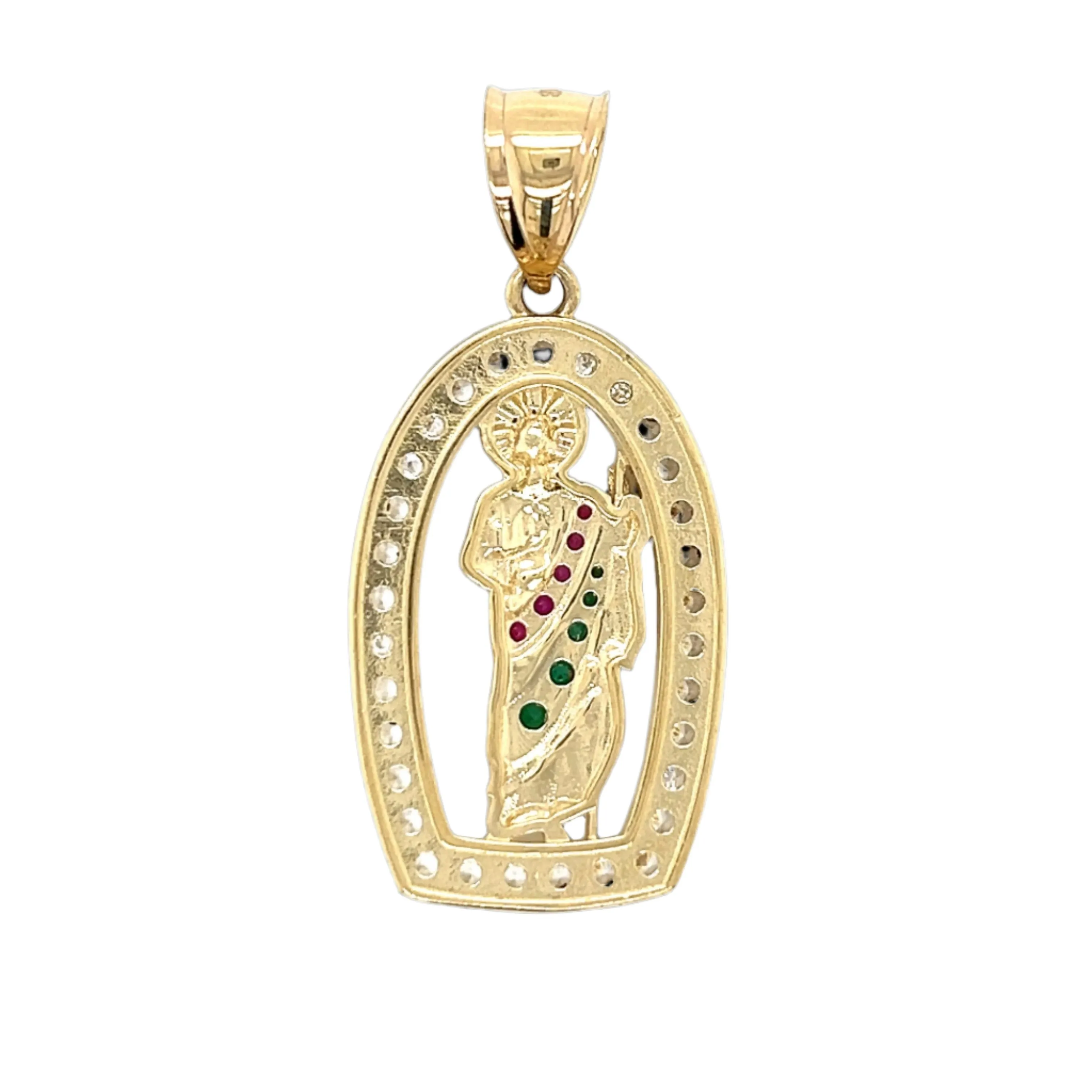 Colorful 14K Gold San Judas Pendant