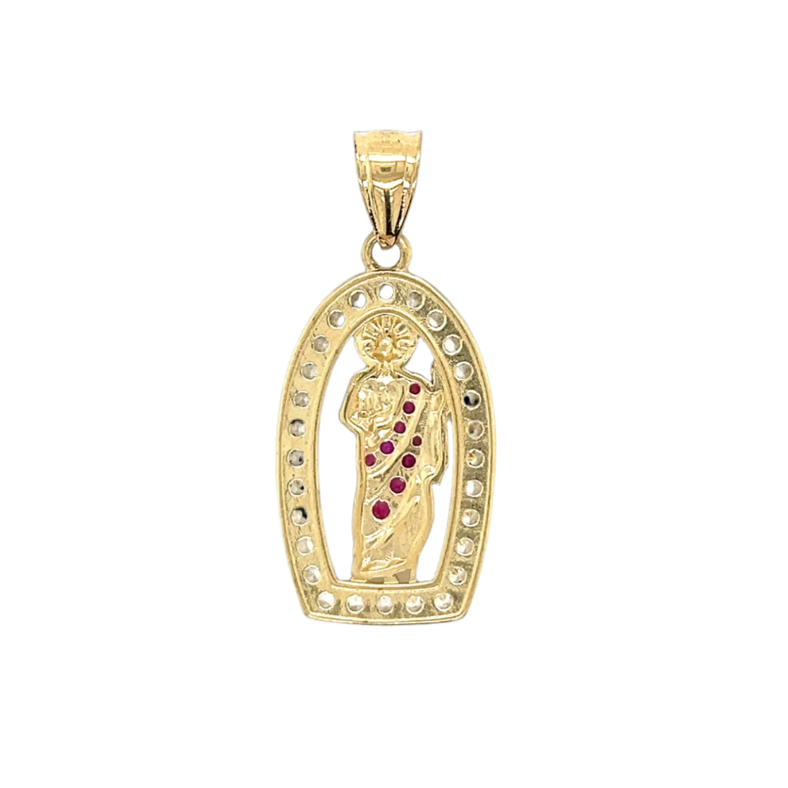 Colorful 14K Gold San Judas Pendant