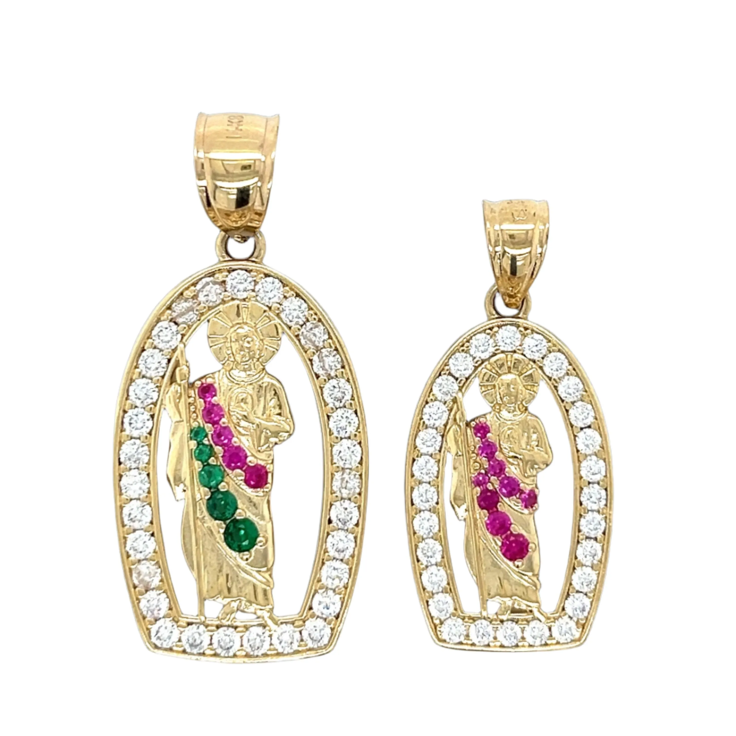 Colorful 14K Gold San Judas Pendant