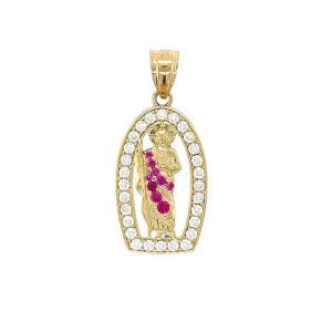 Colorful 14K Gold San Judas Pendant