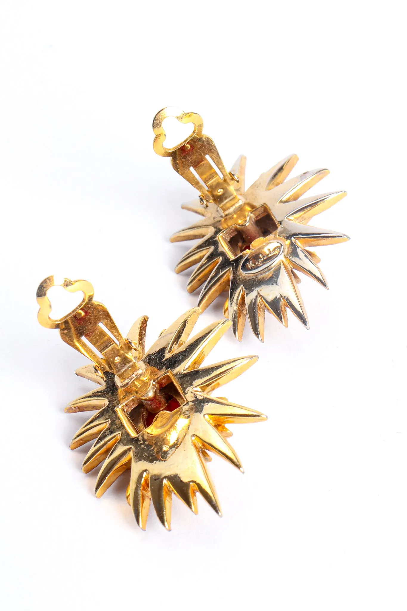 Coral Rhinestone Burst Earrings