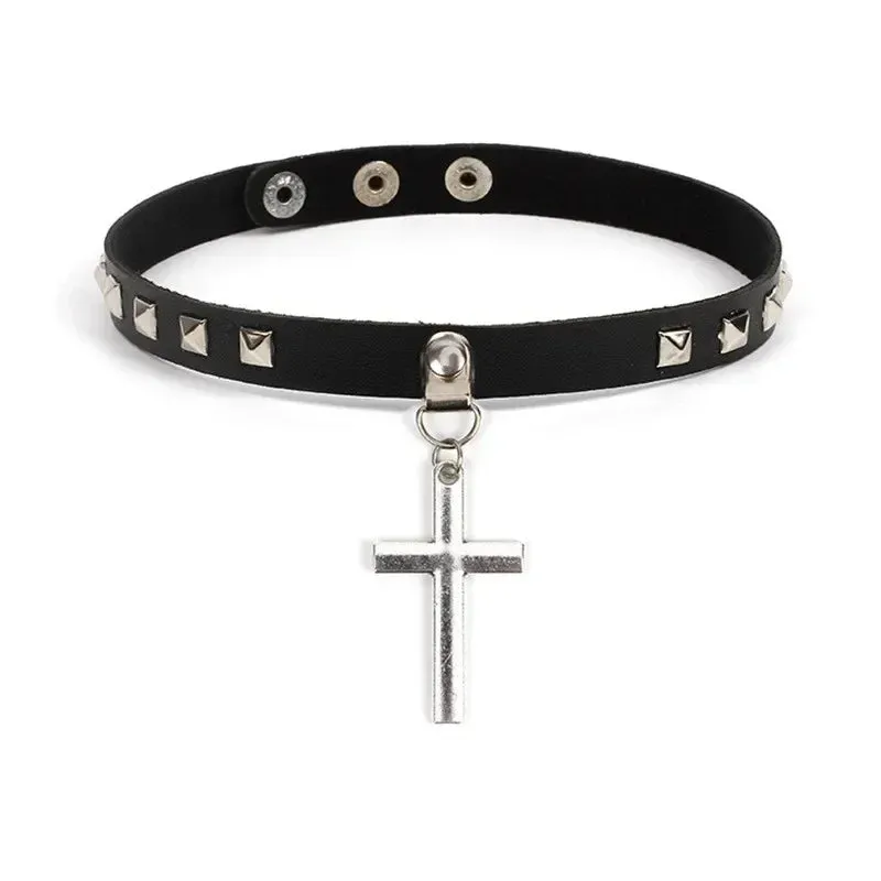 Cosplay Punk Collar Choker Sexy Harajuku PU Leather Black Chokers Necklace Chain Pendant Women Rock Gothic Neck Jewelry