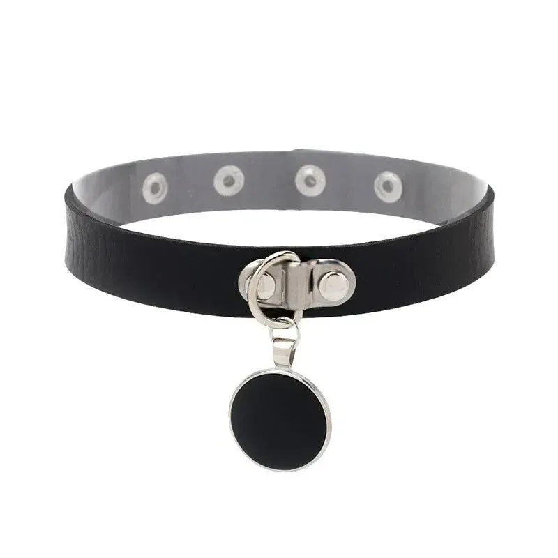 Cosplay Punk Collar Choker Sexy Harajuku PU Leather Black Chokers Necklace Chain Pendant Women Rock Gothic Neck Jewelry