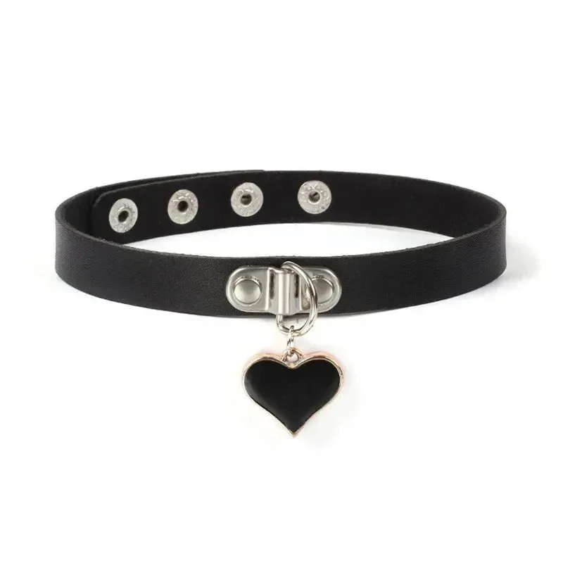Cosplay Punk Collar Choker Sexy Harajuku PU Leather Black Chokers Necklace Chain Pendant Women Rock Gothic Neck Jewelry
