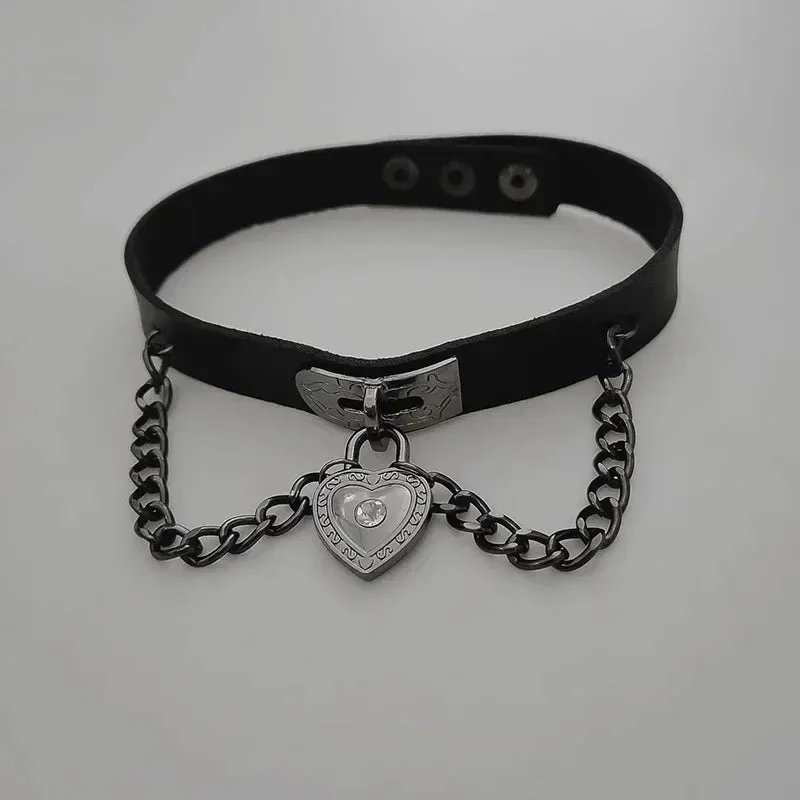Cosplay Punk Collar Choker Sexy Harajuku PU Leather Black Chokers Necklace Chain Pendant Women Rock Gothic Neck Jewelry