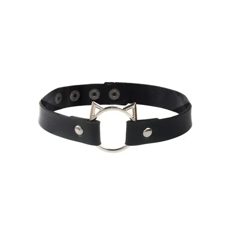 Cosplay Punk Collar Choker Sexy Harajuku PU Leather Black Chokers Necklace Chain Pendant Women Rock Gothic Neck Jewelry