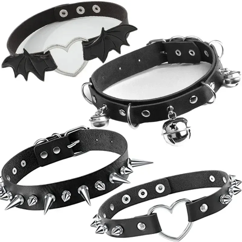 Cosplay Punk Collar Choker Sexy Harajuku PU Leather Black Chokers Necklace Chain Pendant Women Rock Gothic Neck Jewelry