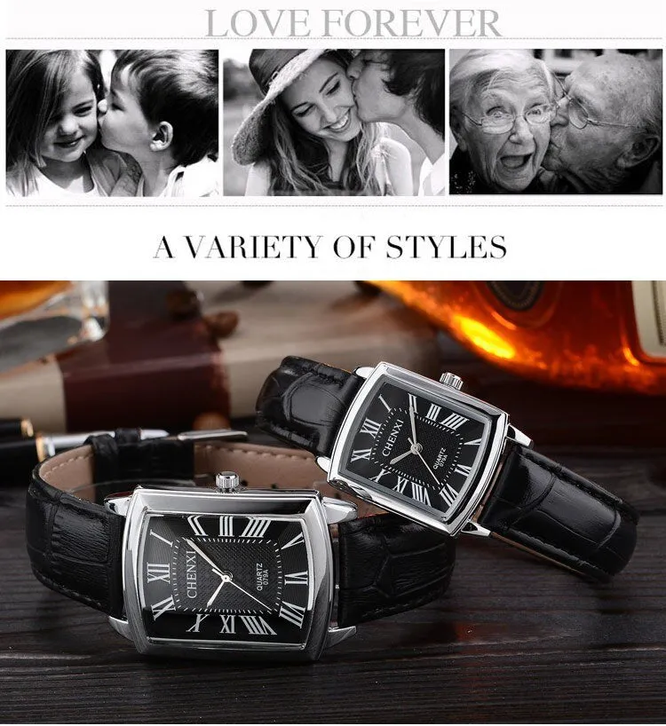 Couple Woman&amp;men Casual Watches Luxury Brand Square Dial Fashion Leather Strap Lover&#39;s Dress Quartz Watch Relogios Femininos