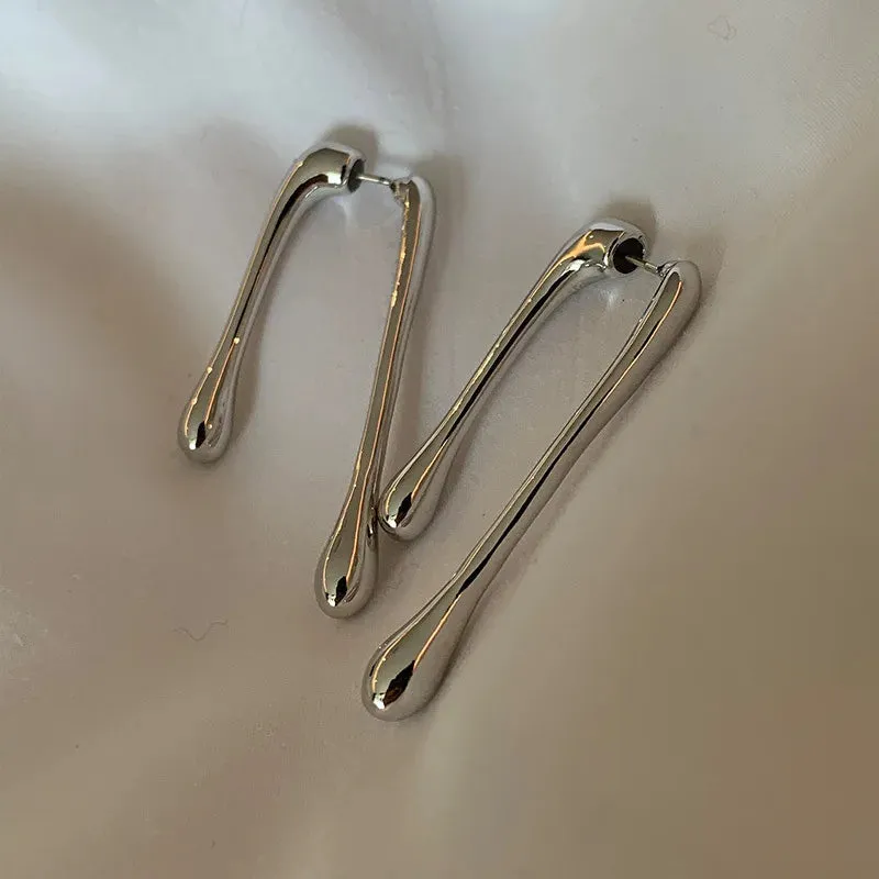 Cross Arc Long Drop Earrings for Women Fashion Simple Hanging Dangling Earrings Jewelry Female Christmas Gift