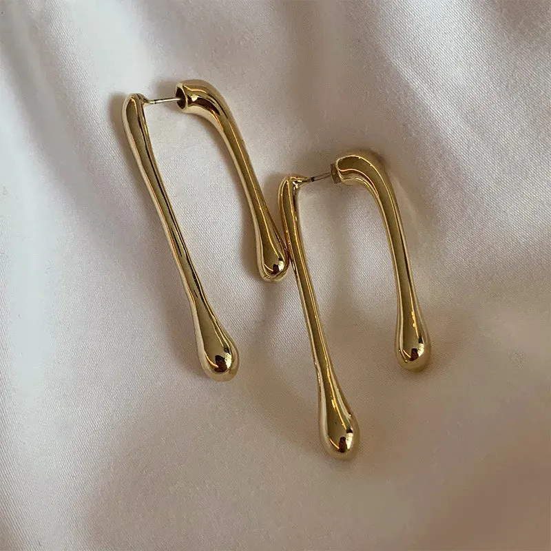 Cross Arc Long Drop Earrings for Women Fashion Simple Hanging Dangling Earrings Jewelry Female Christmas Gift