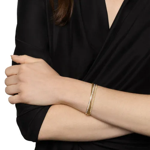 Crossover Trio Three Row Cuff Bracelet in 18K Yellow Gold with Diamonds, 11mm, Size Medium