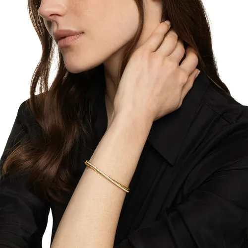 Crossover Two Row Bracelet in 18K Yellow Gold with Diamonds, 6mm, Size Small