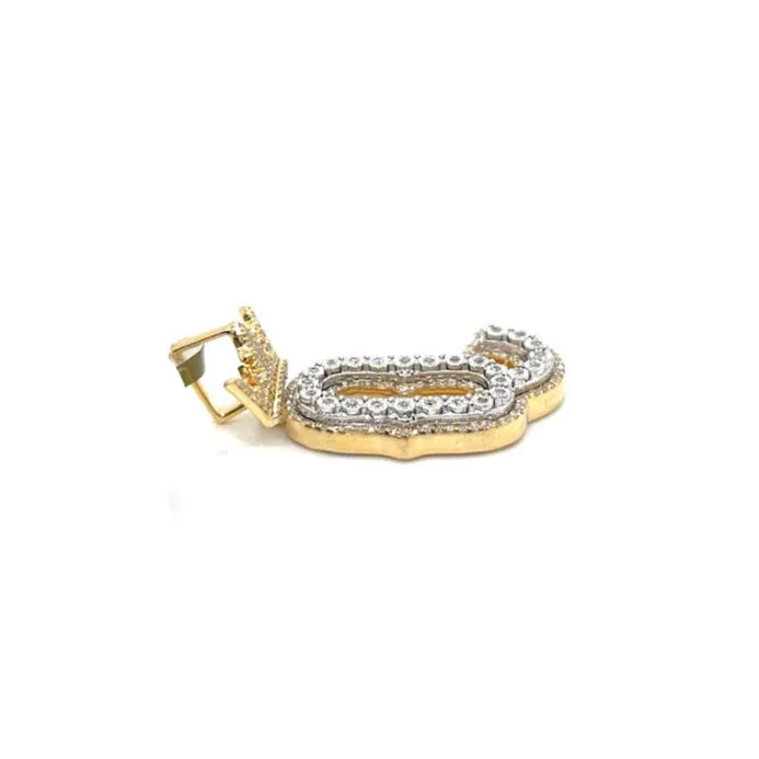 Crown Q Letter 10k Gold 0.68ct Diamond 1.3" Pendant Charm - SP27767