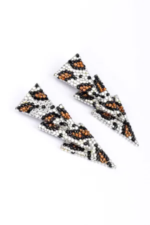 Crystal Spotted Geometric Drop Earrings