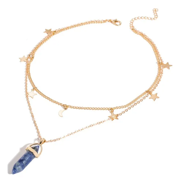 Crystals Necklace Bohemian Hexagon Opal Pendant Necklace Female Hexagon Crystal Necklace Gift 2021 NEW