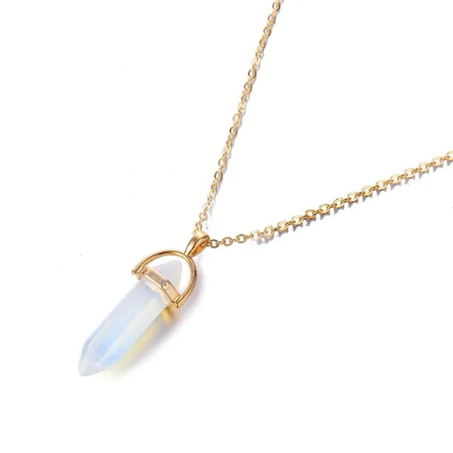 Crystals Necklace Bohemian Hexagon Opal Pendant Necklace Female Hexagon Crystal Necklace Gift 2021 NEW