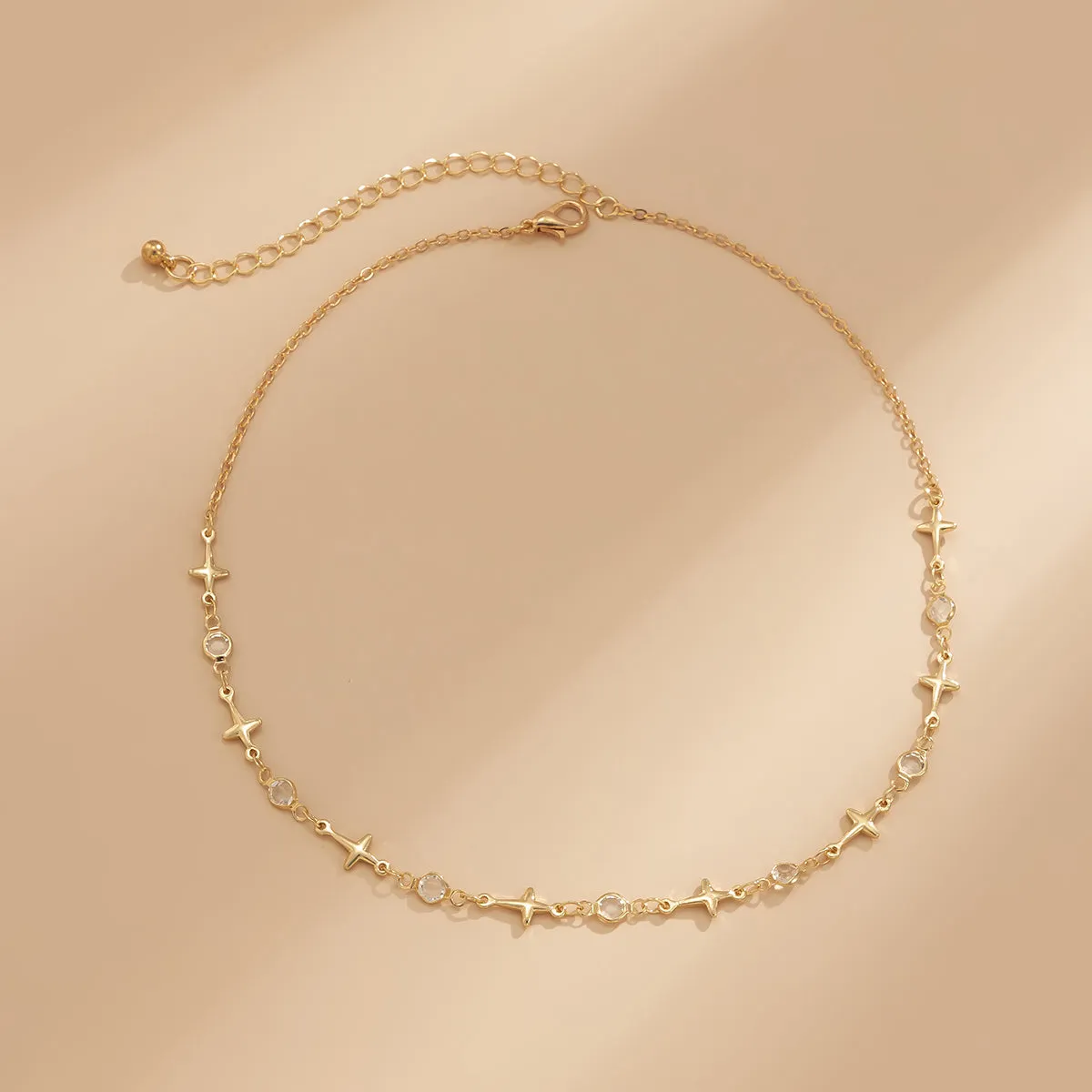 Cubic Zirconia & 18K Gold-Plated Star Station Necklace