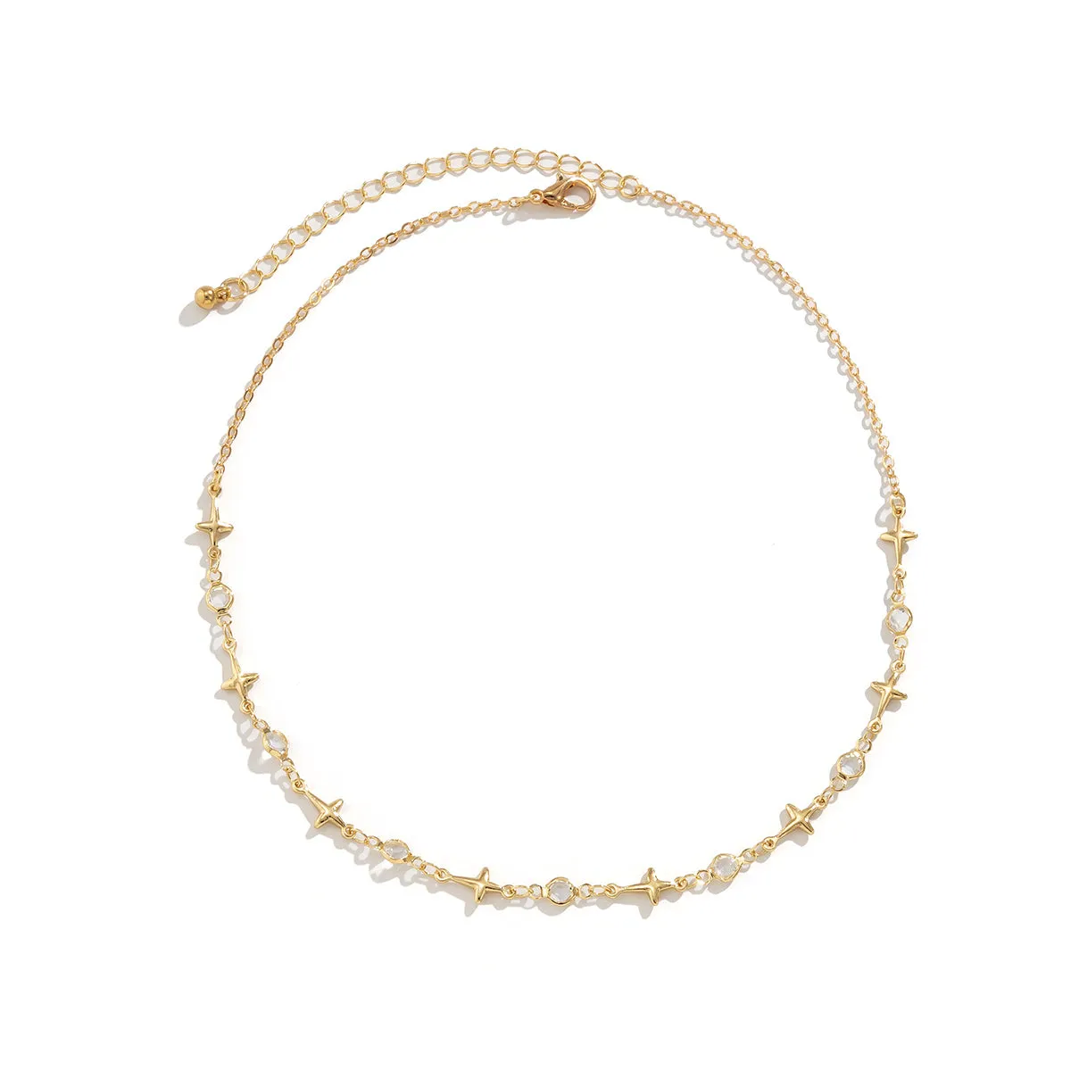 Cubic Zirconia & 18K Gold-Plated Star Station Necklace