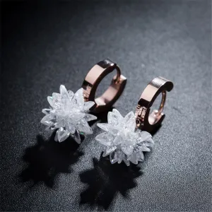 Cubic Zirconia & 18K Rose Gold-Plated Snowflake Drop Earrings