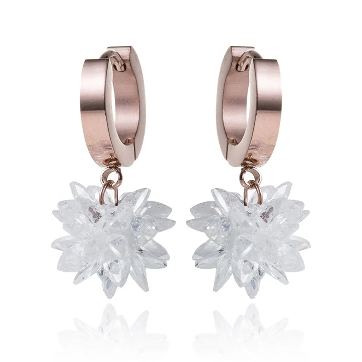 Cubic Zirconia & 18K Rose Gold-Plated Snowflake Drop Earrings