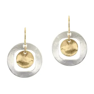 Cutout Disc with Hanging Disc Wire Earrings