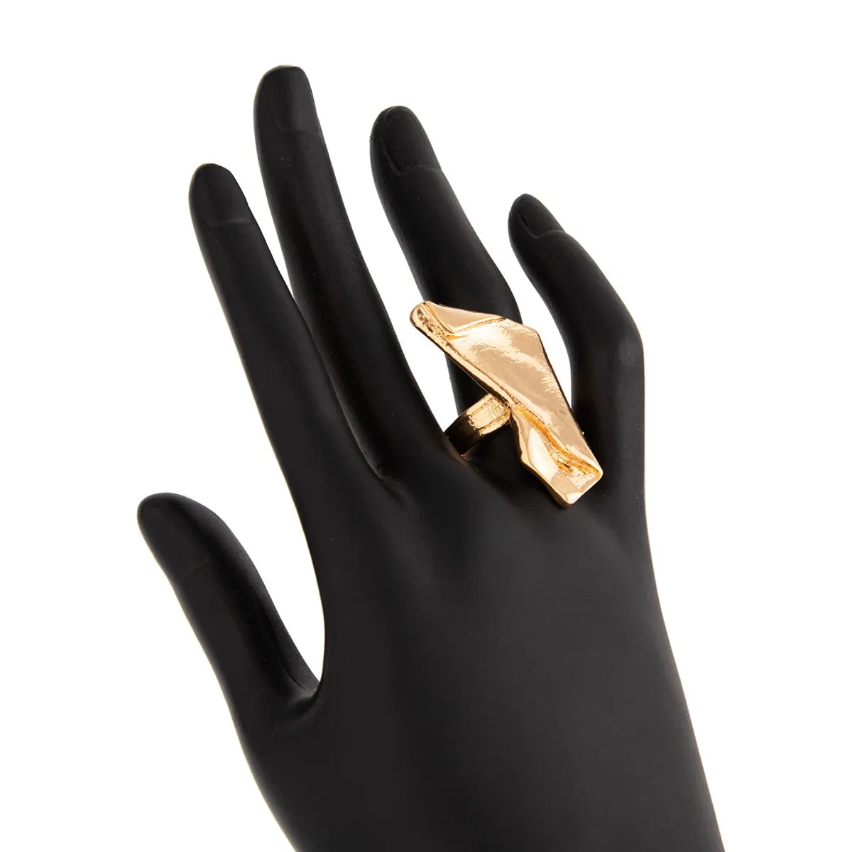 Cyberpunk Gold Silver Tone Irregular Pleated Necklace Earrings Ring