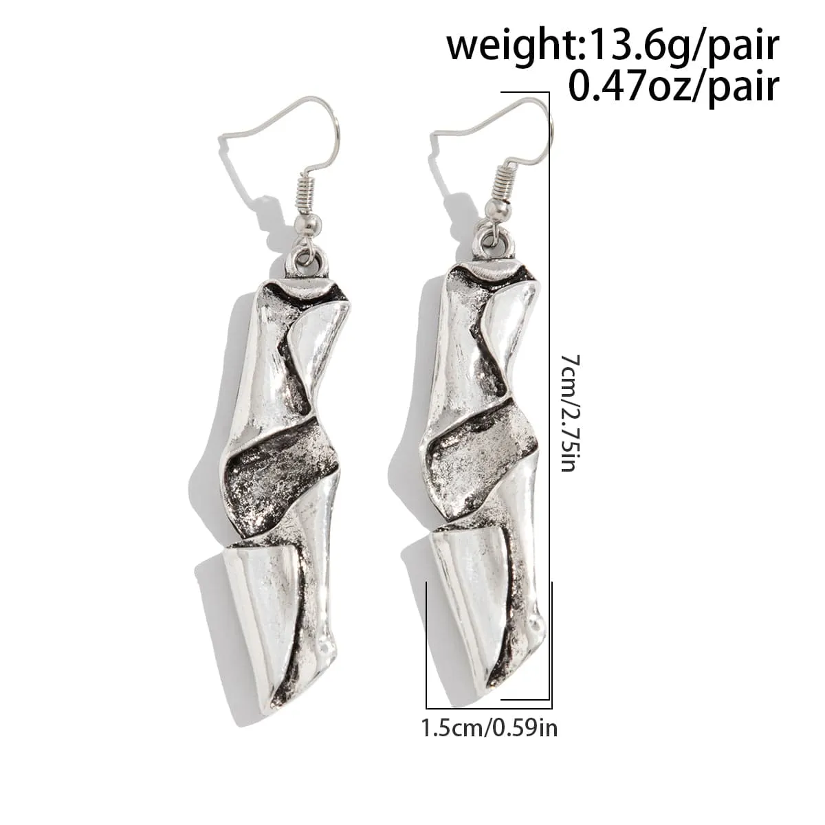Cyberpunk Gold Silver Tone Irregular Pleated Necklace Earrings Ring