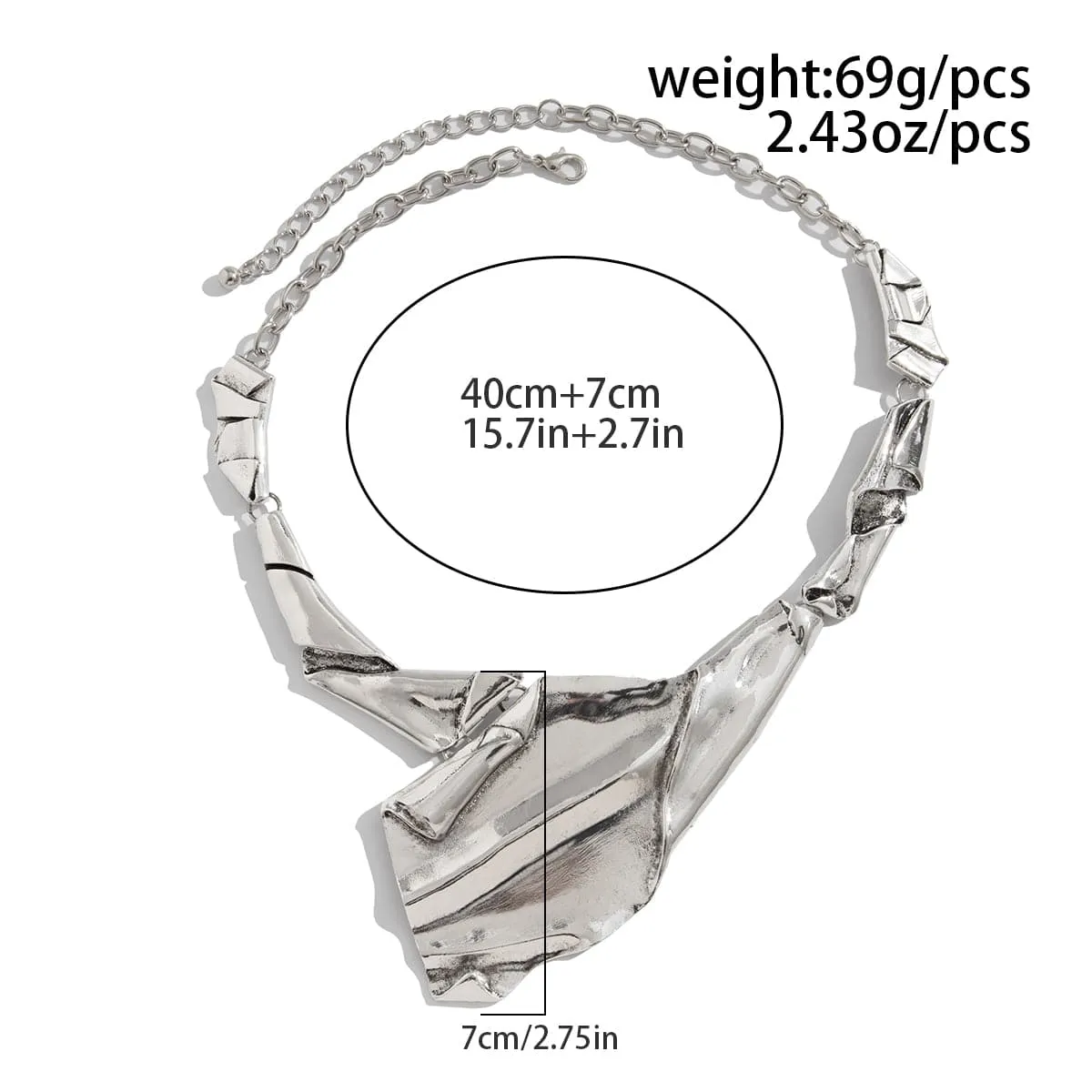 Cyberpunk Gold Silver Tone Irregular Pleated Necklace Earrings Ring