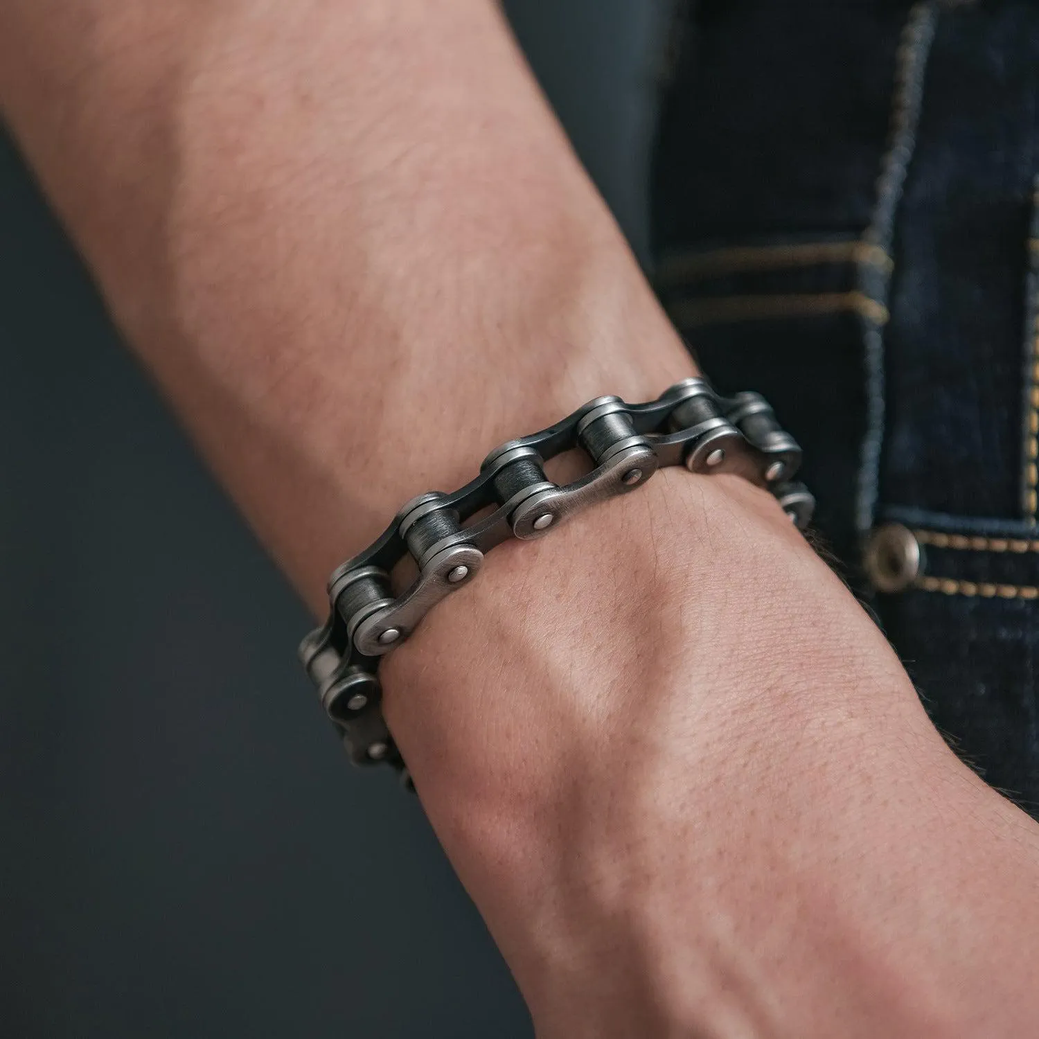 Cycolinks 10mm Retro Rustic Silver Bike Chain Bracelet BOGOF