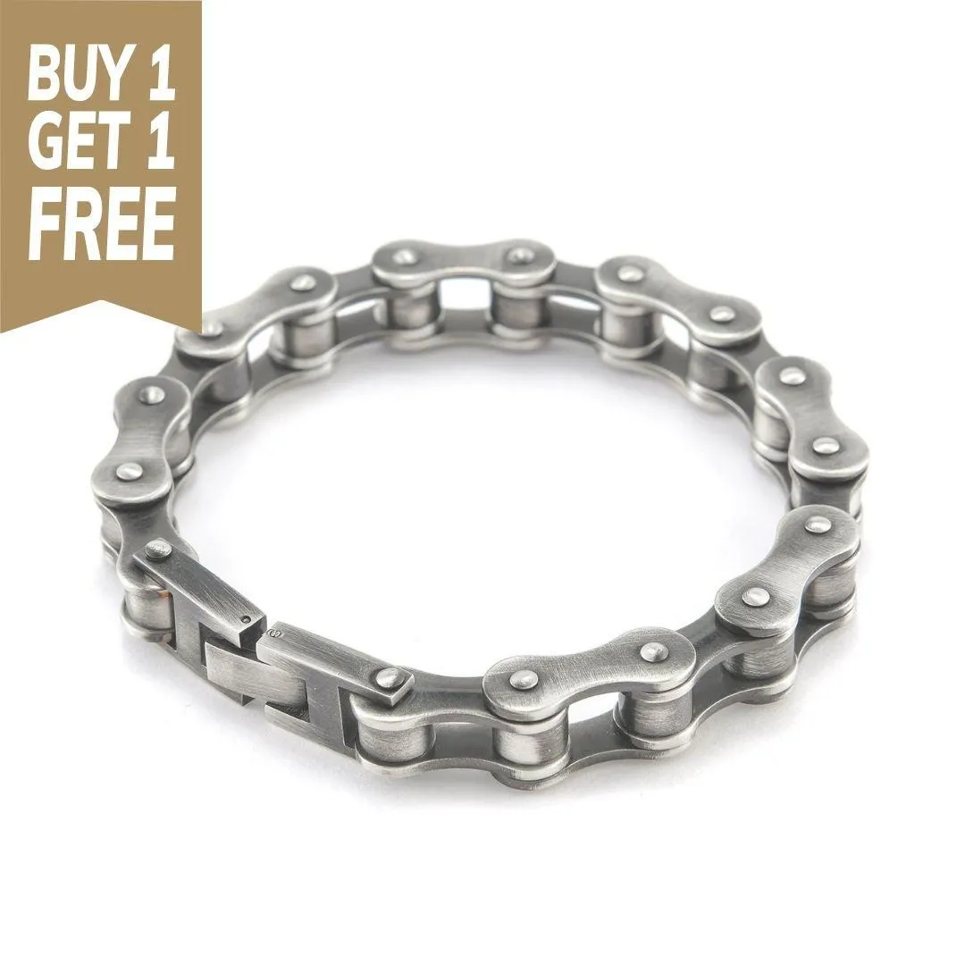 Cycolinks 10mm Retro Rustic Silver Bike Chain Bracelet BOGOF