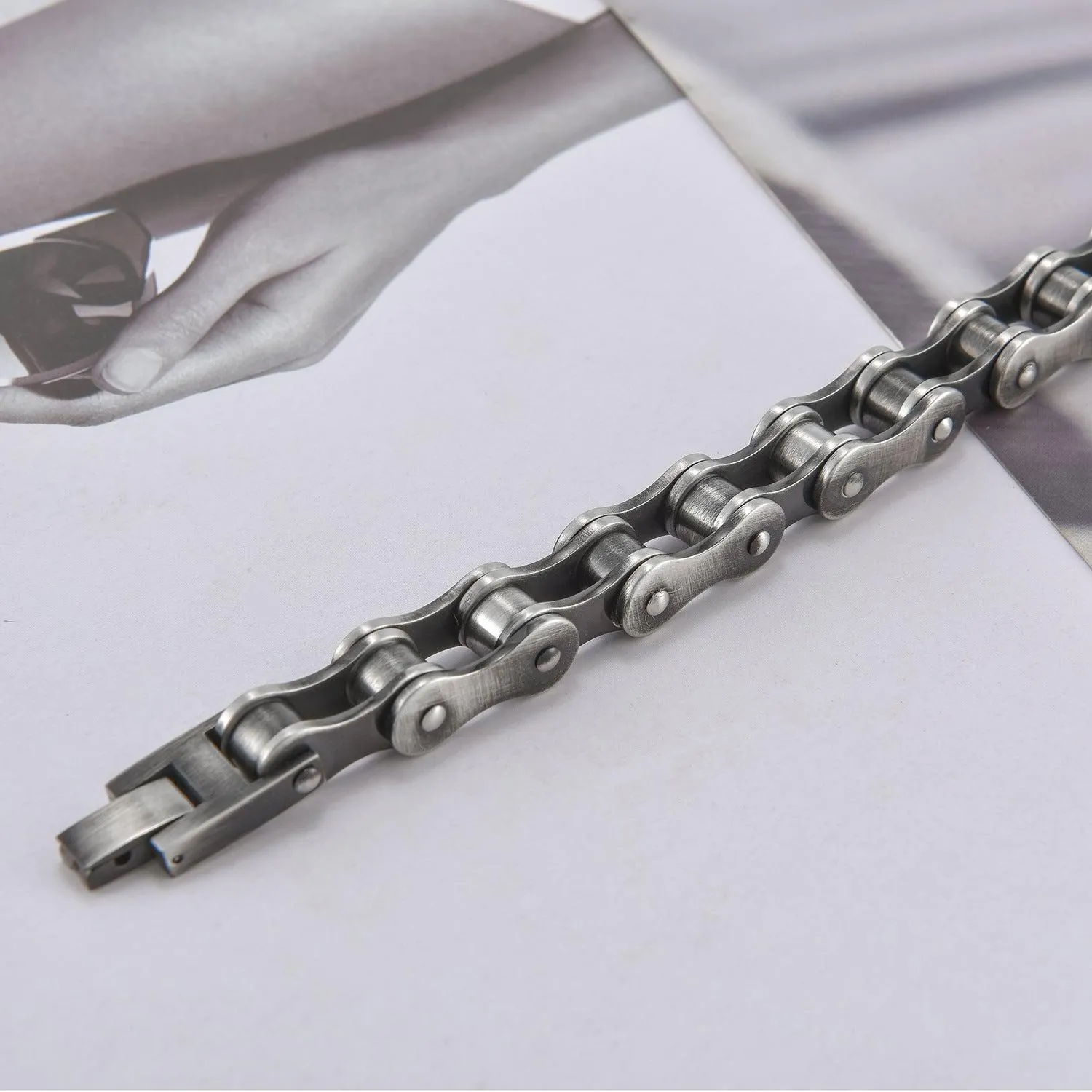 Cycolinks 10mm Retro Rustic Silver Bike Chain Bracelet BOGOF
