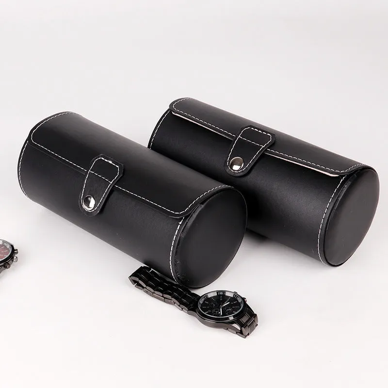 Cylinder Leather Watch Storage Box