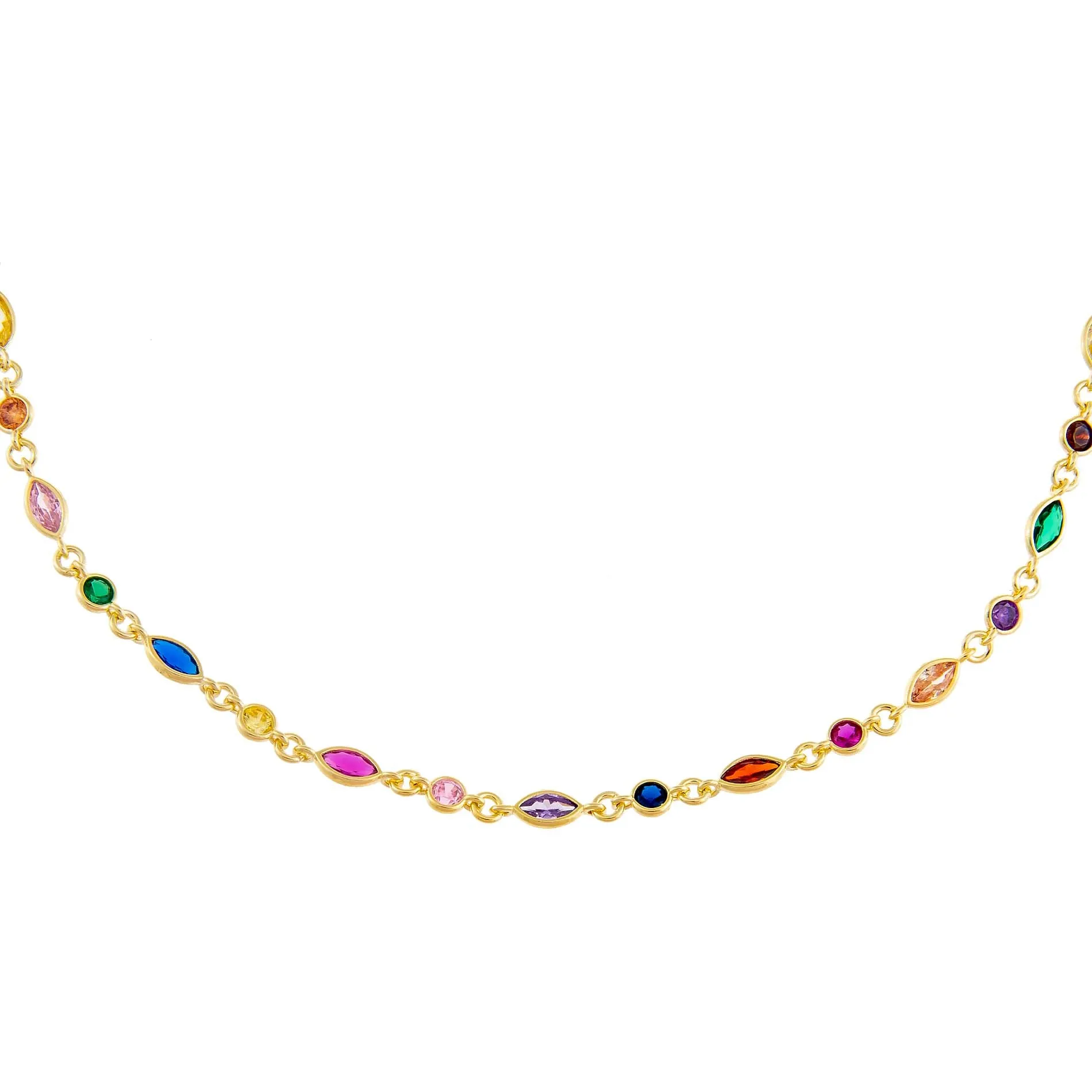 CZ Bezel Colored Marquise Choker