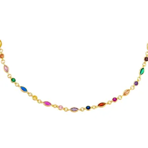 CZ Bezel Colored Marquise Choker