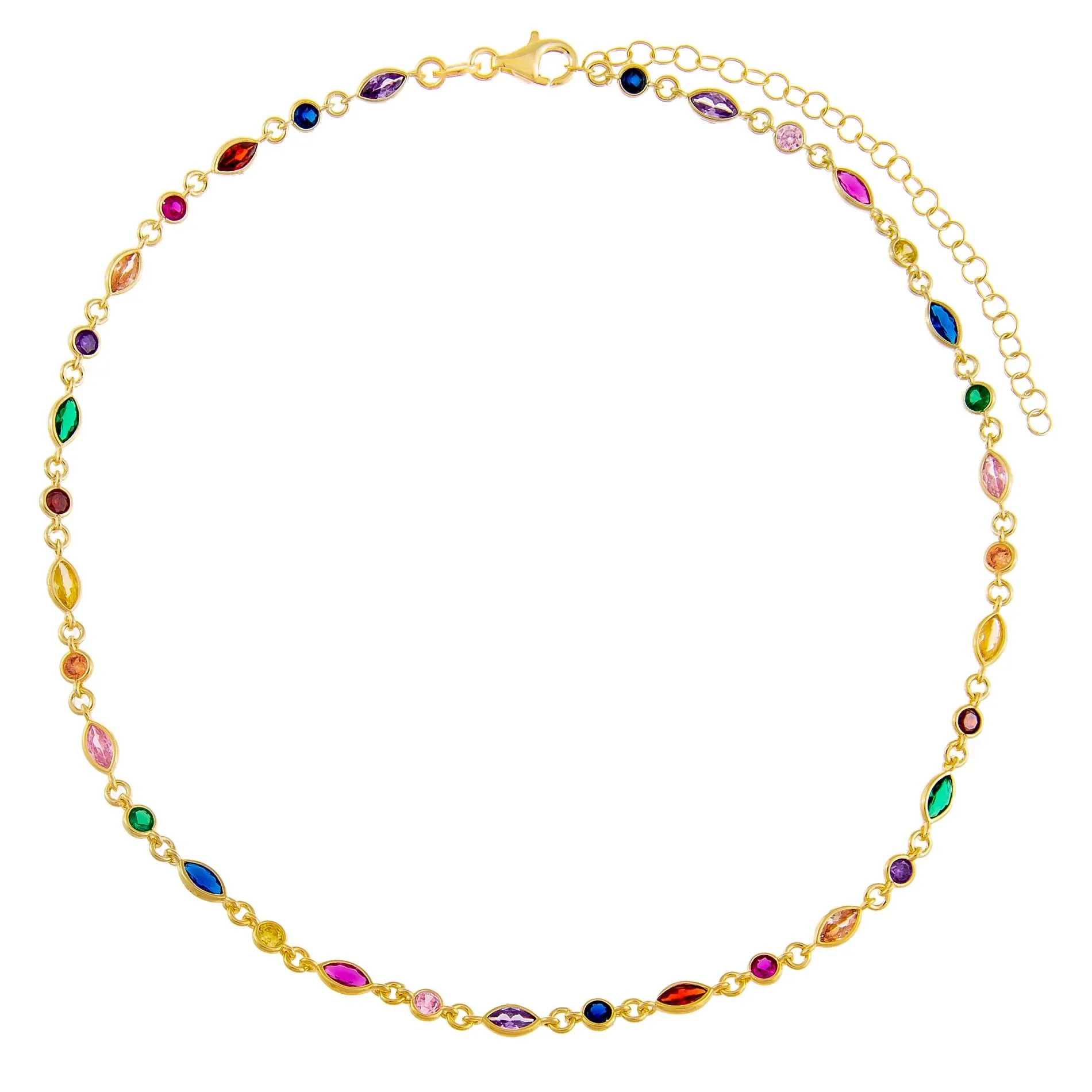 CZ Bezel Colored Marquise Choker