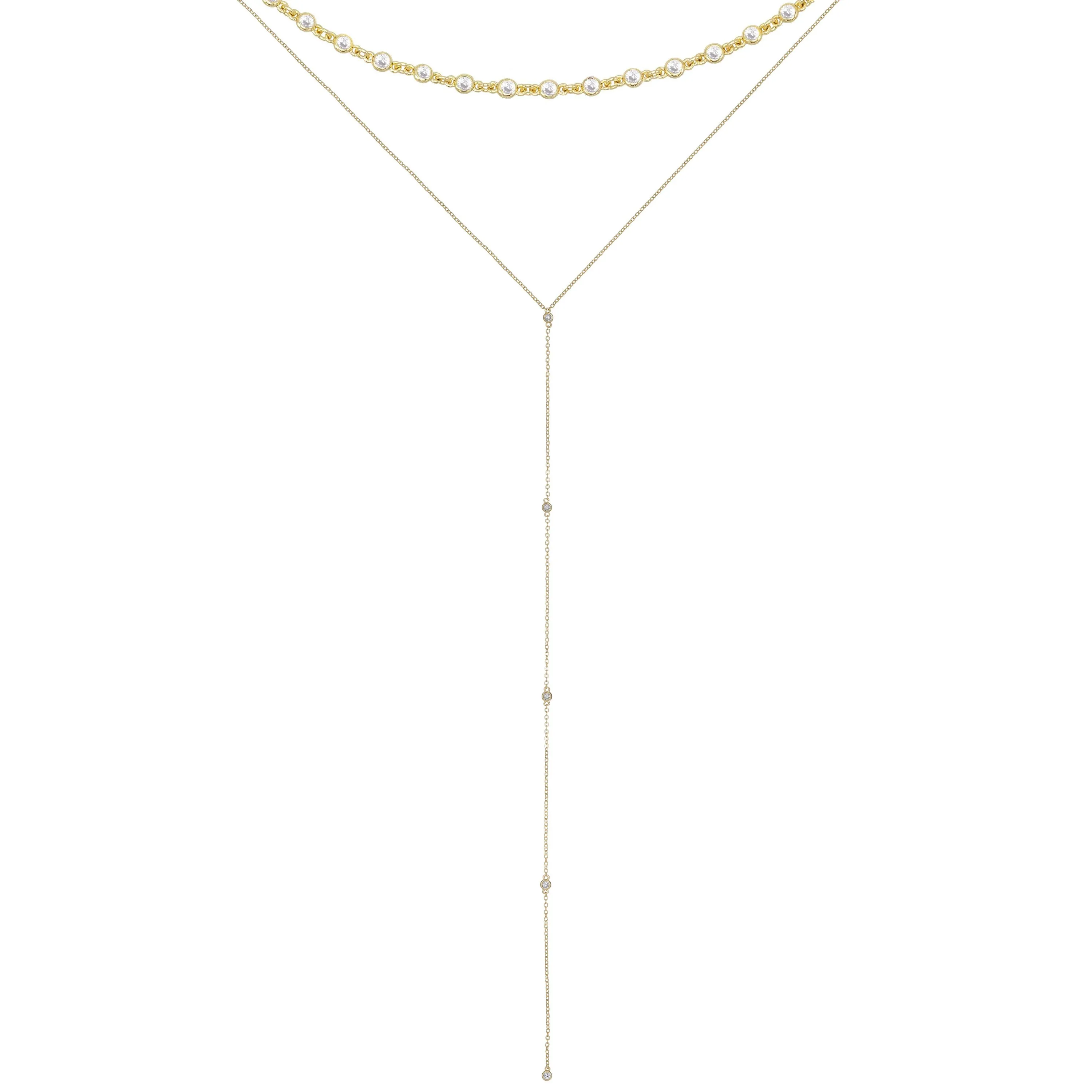 CZ Bezel Necklace Combo Set