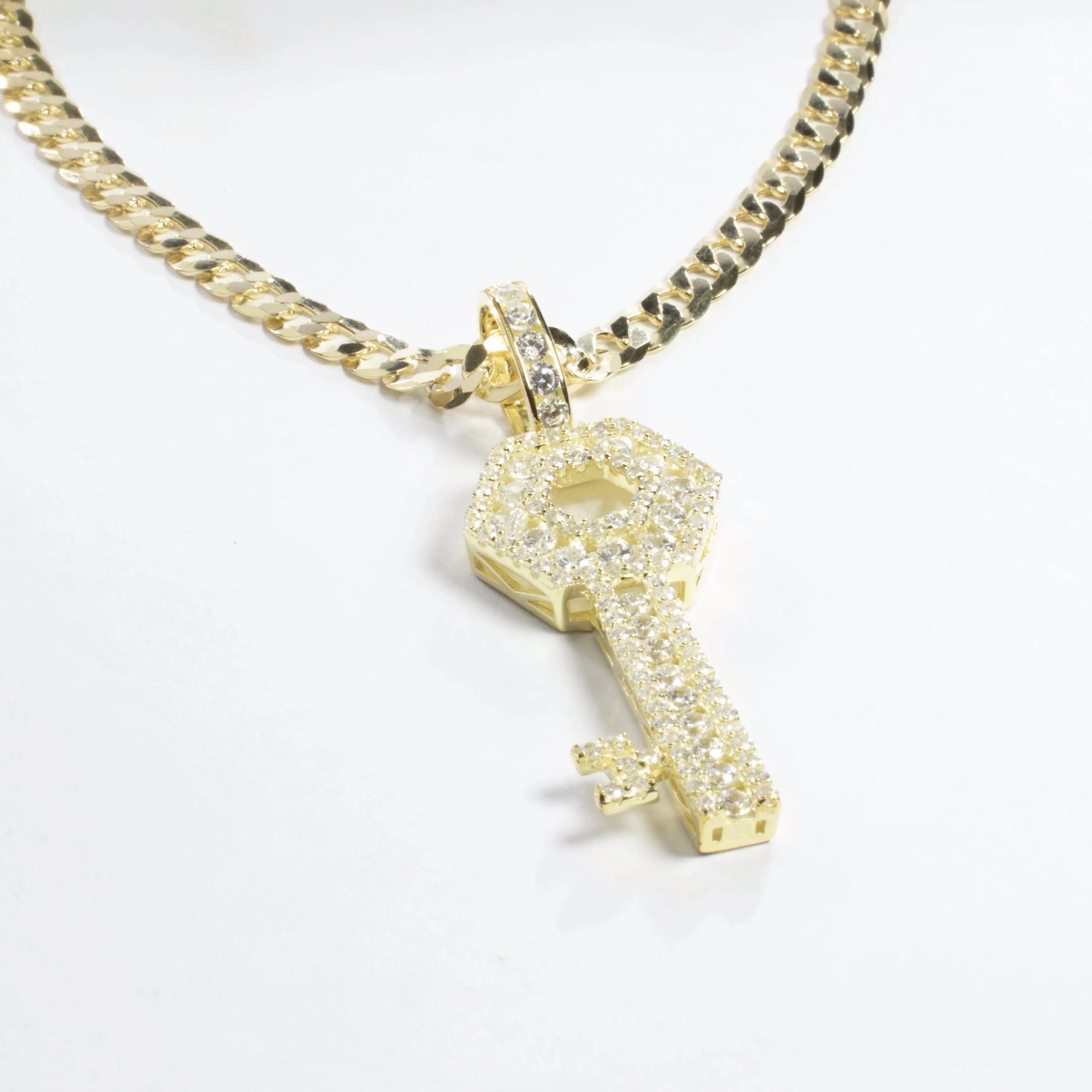 CZ Key Charm Pendant Necklace