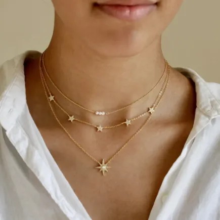 CZ Multi Station Star Choker Necklace