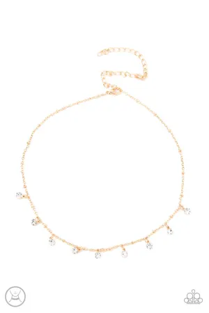 Dainty Diva Gold Paparazzi Choker Necklace