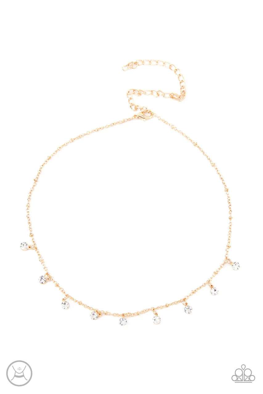 Dainty Diva Gold Paparazzi Choker Necklace