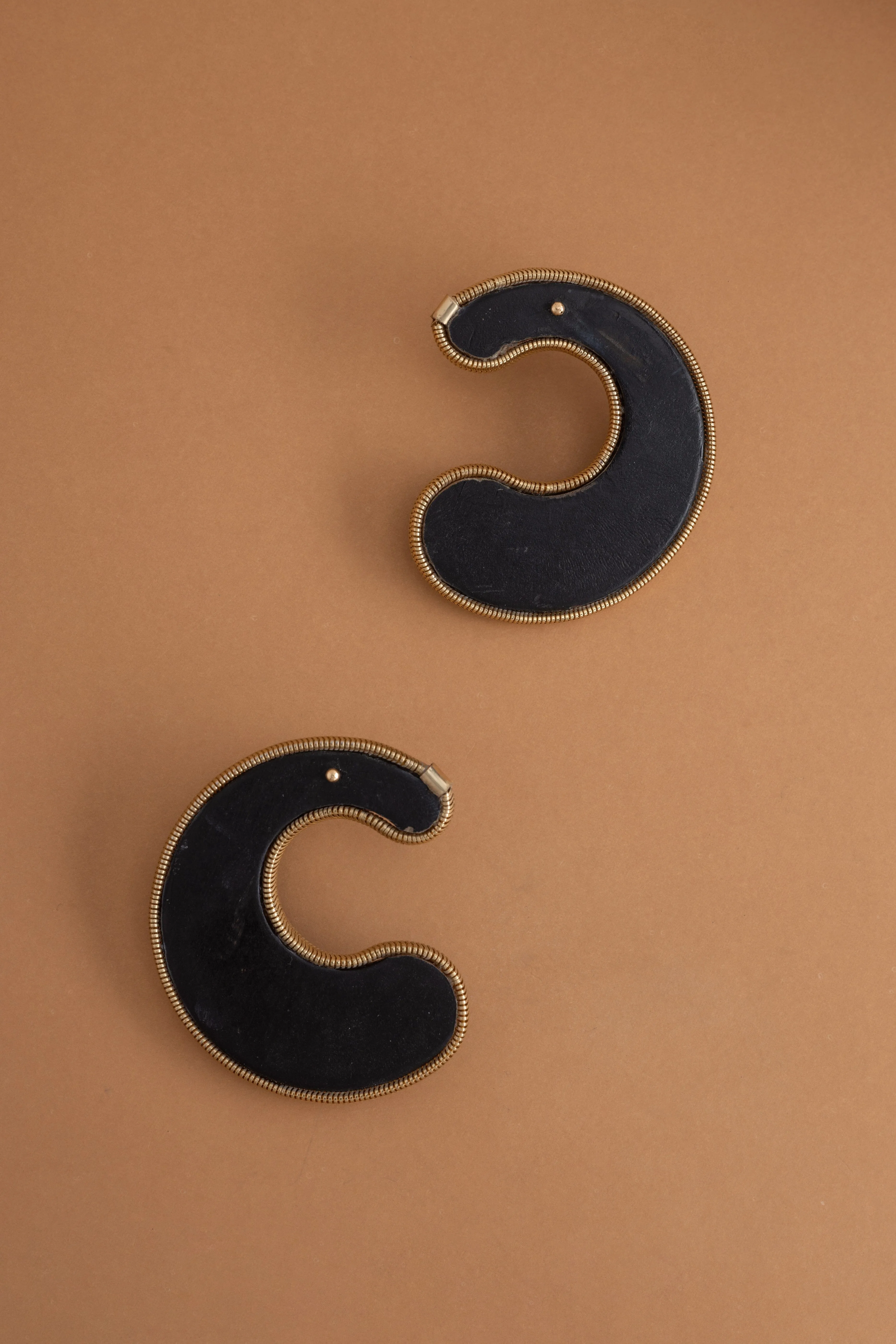 Dark Brown Gold Curve Earrings