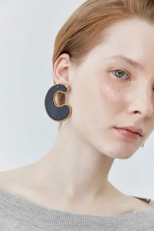 Dark Brown Gold Curve Earrings