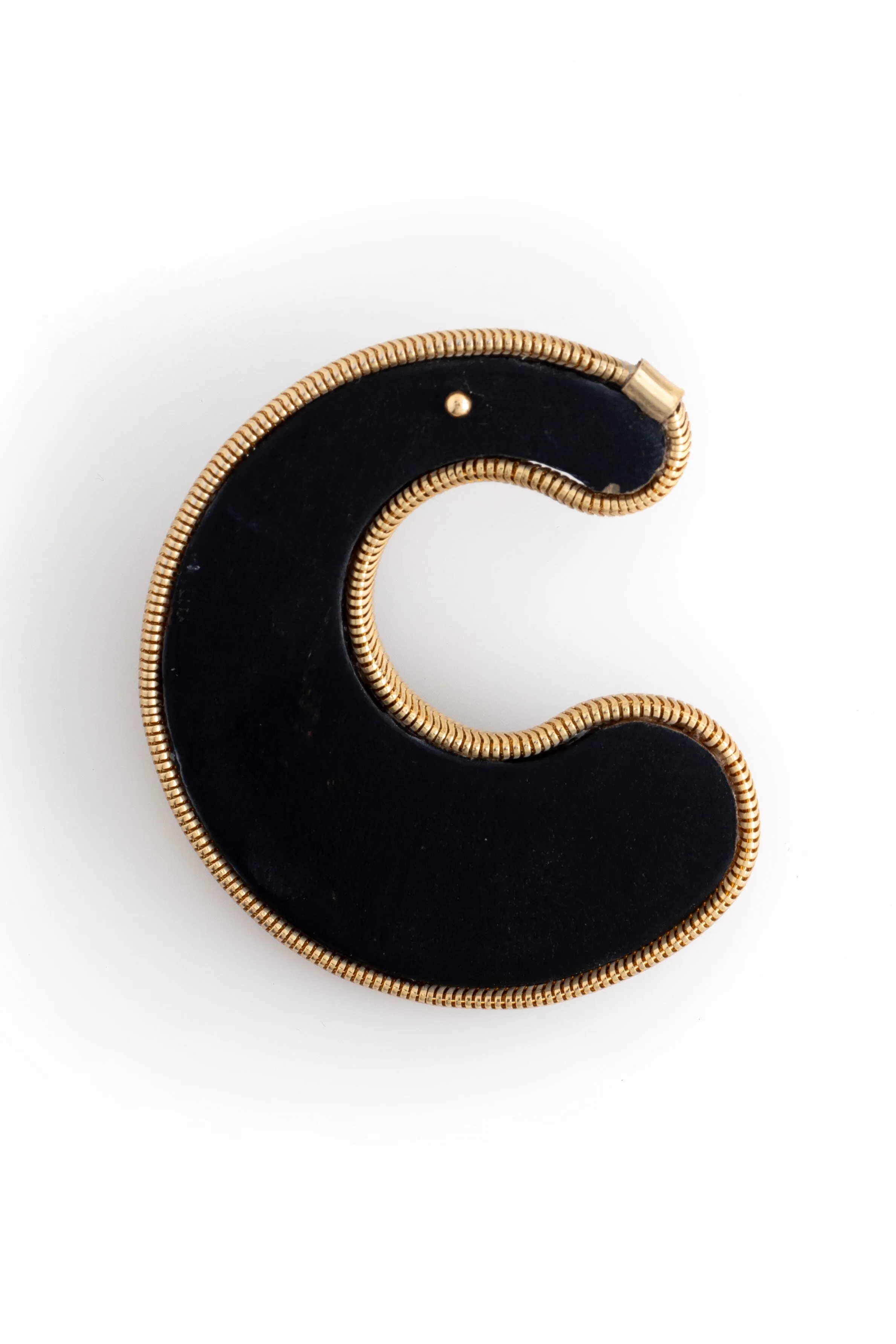 Dark Brown Gold Curve Earrings