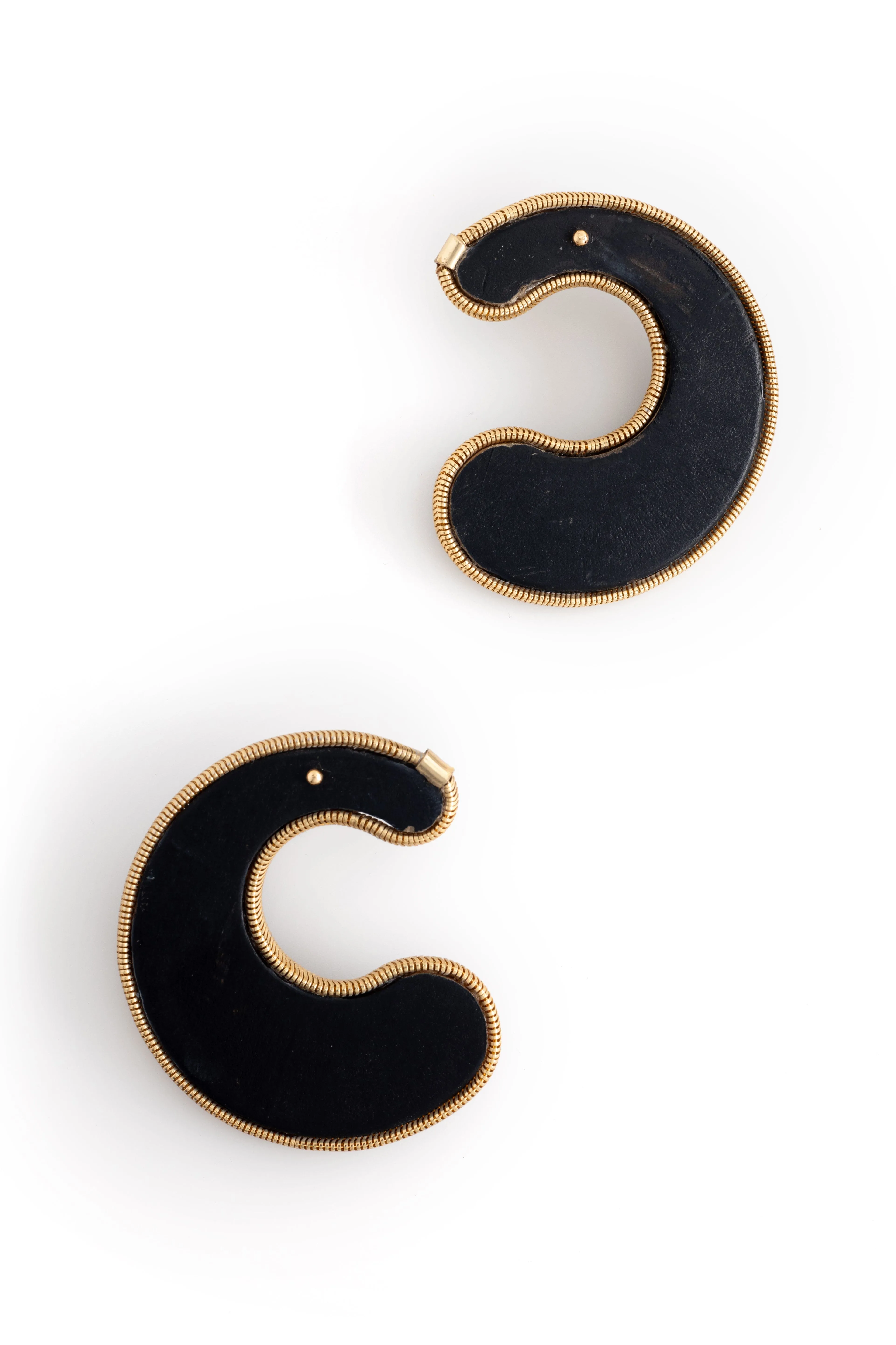 Dark Brown Gold Curve Earrings