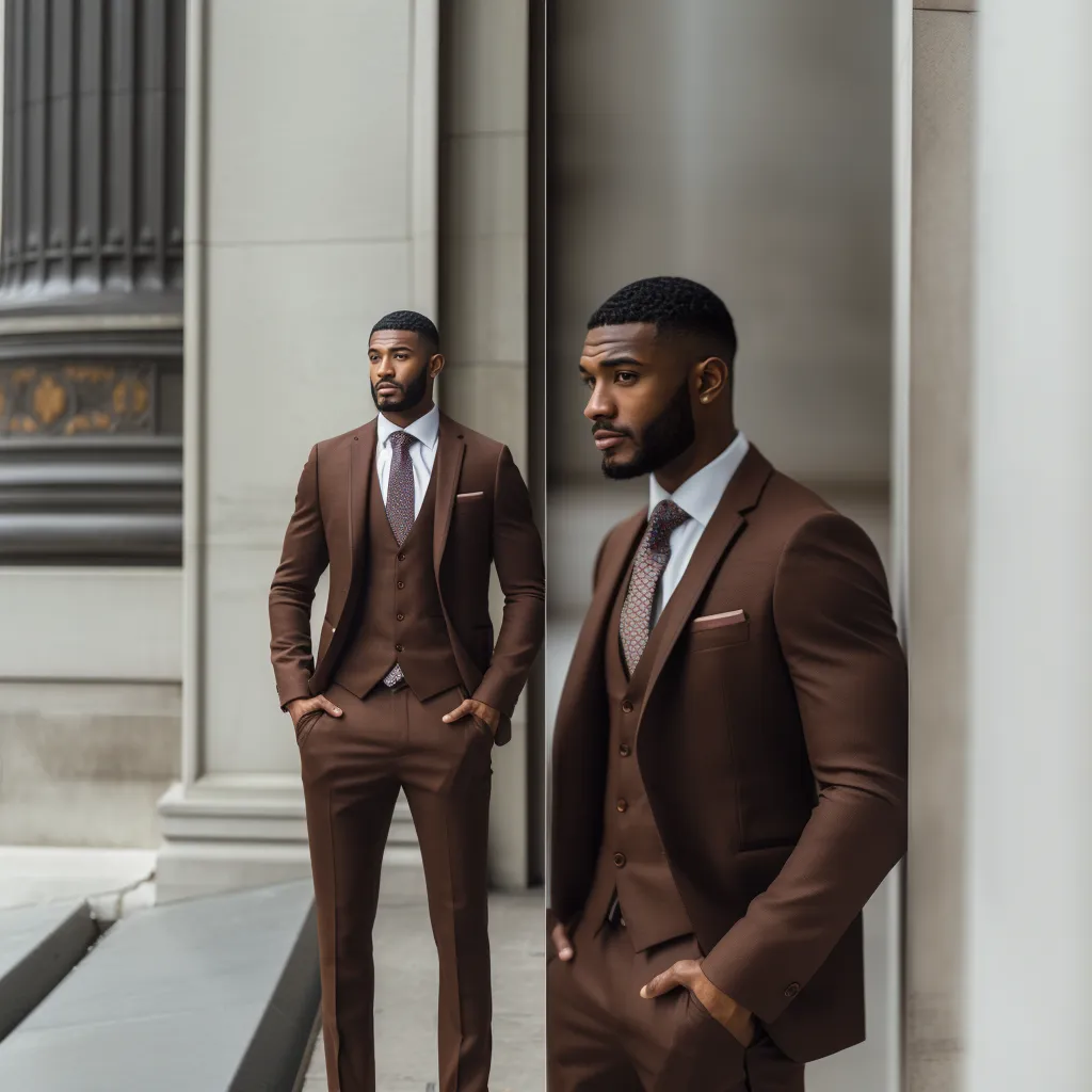 Dark Brown Three-Piece Suit – Slim Fit Notch Lapel for Timeless Elegance