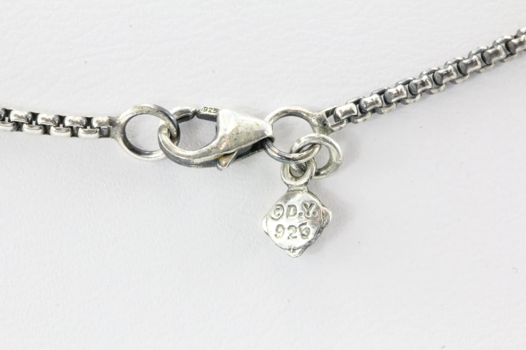 David Yurman Sterling Silver Blue Topaz & Diamond Cushion On Point Necklace